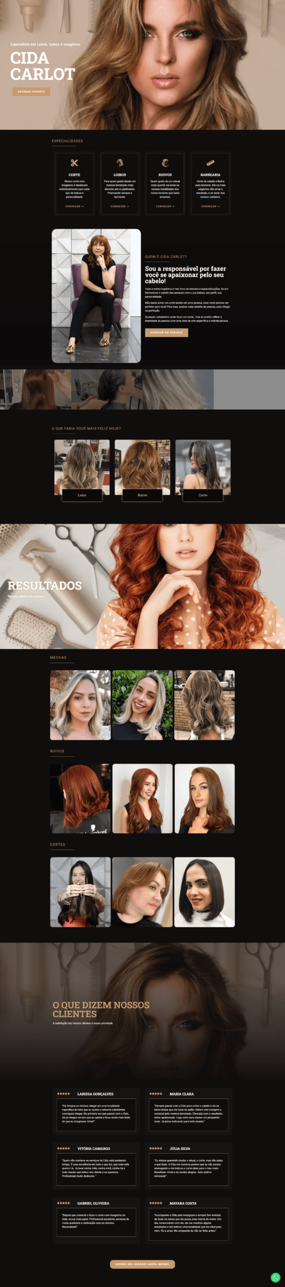 Landing page para salão de beleza