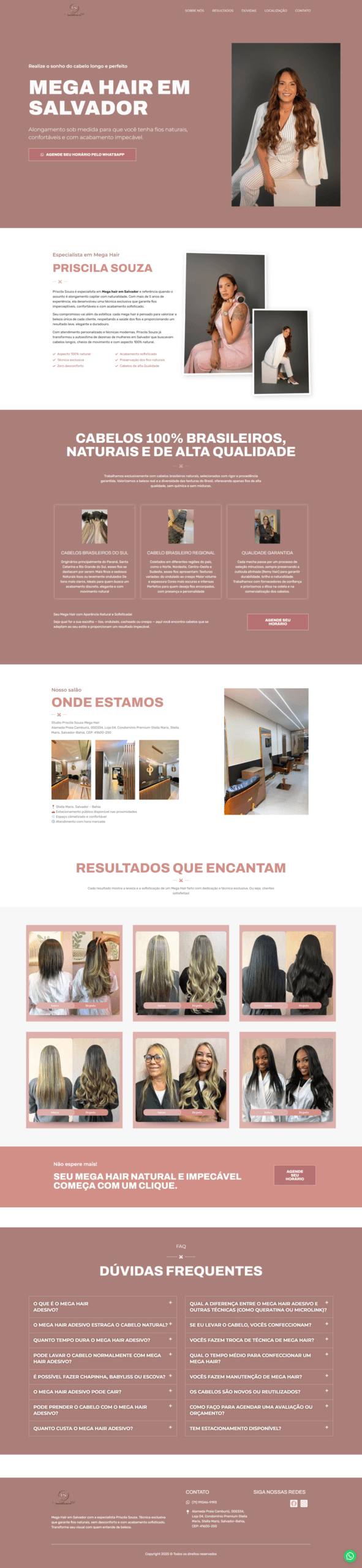 Landing page para salão de beleza
